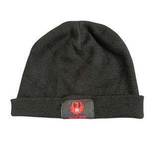 Ruger Beanie Hat Mens OSFM Black Knit Cuffed Firearm Logo Skull Cap